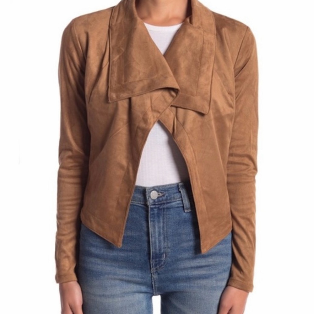 NEW Romeo + Juliet Couture ~ Brown Women's Suede Open Front Jacket ~ Size Small - Picture 7 of 8